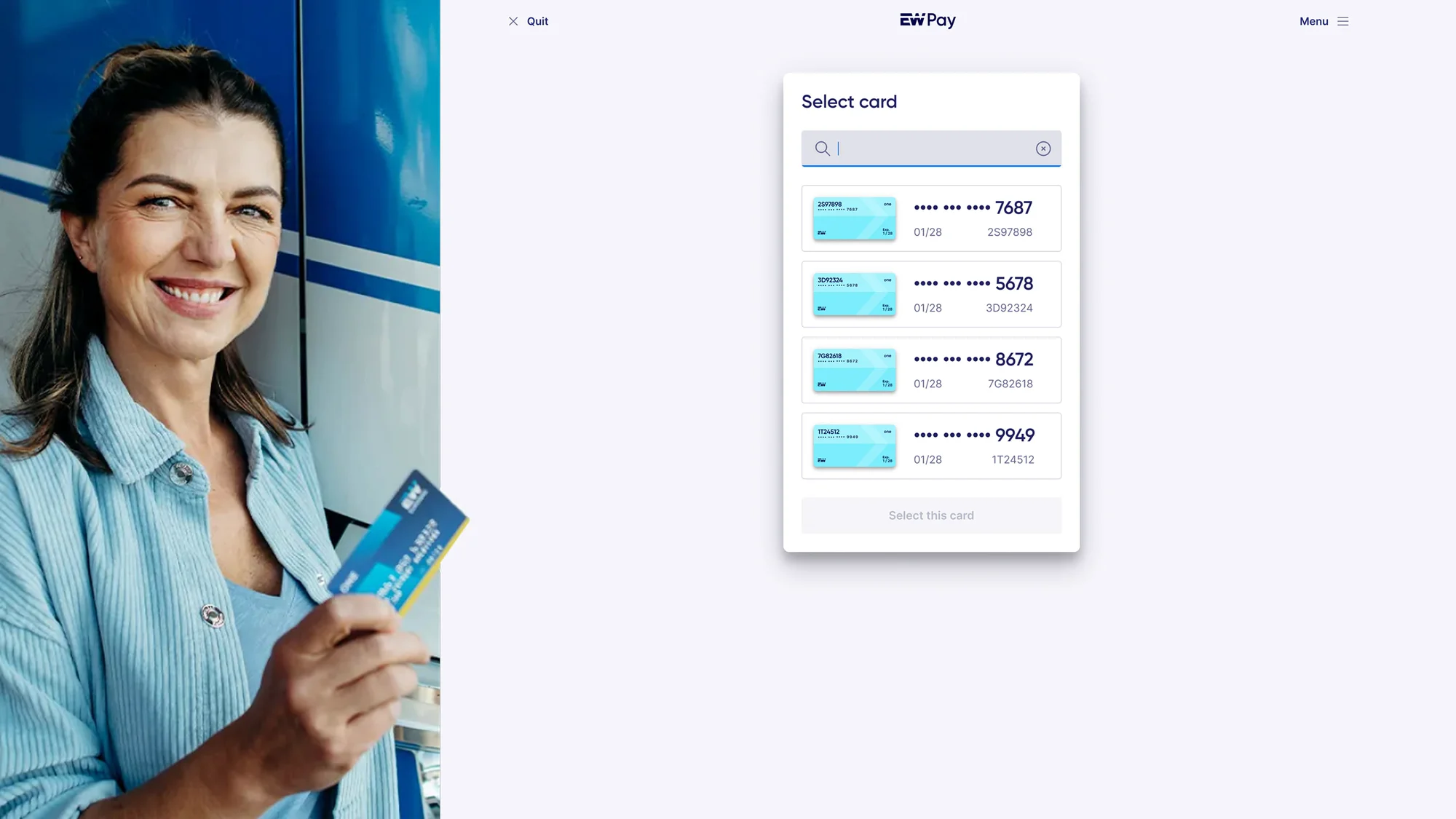 EUROWAG Pay: a driver picks which fuel card to pay with